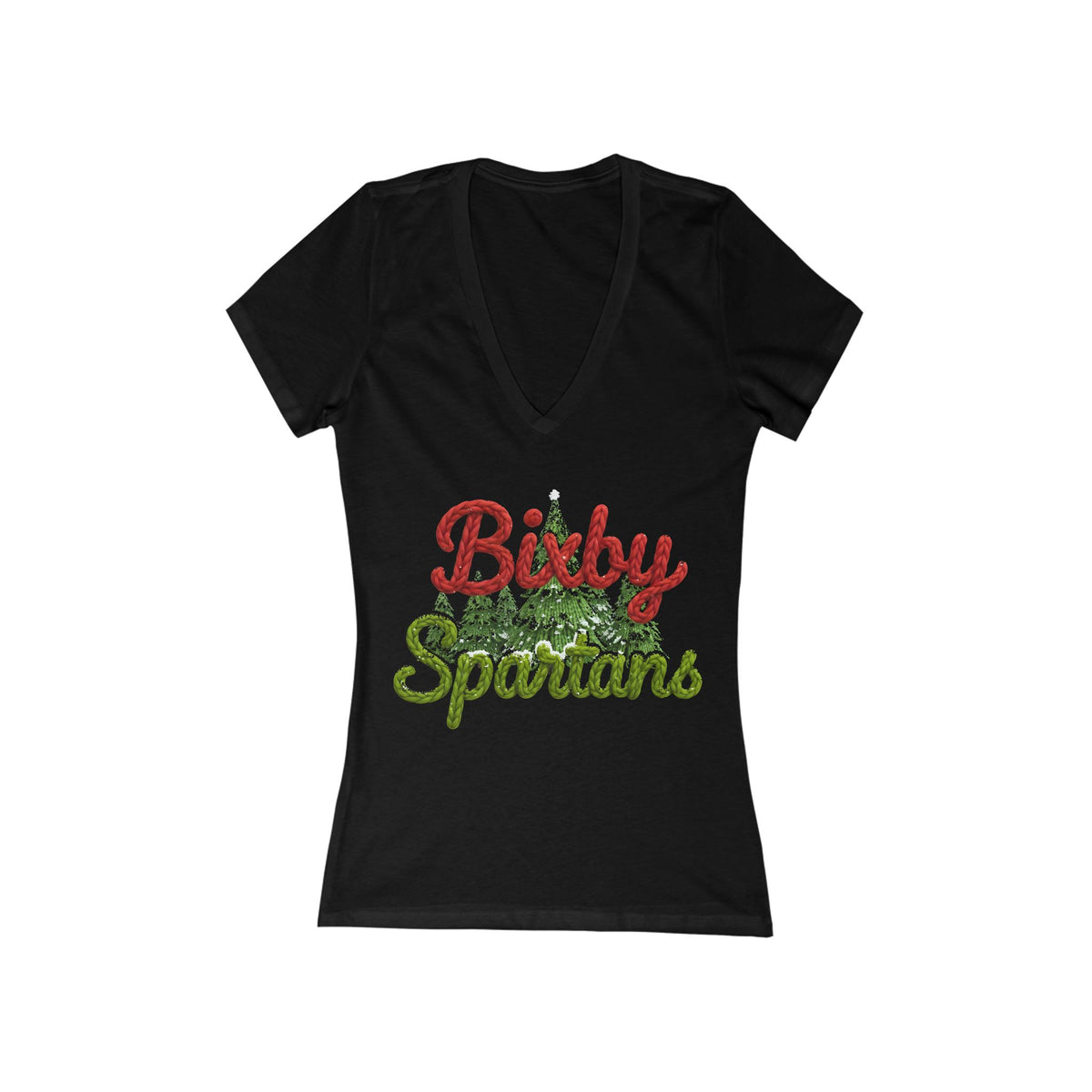 Bixby Spartans Twisted Yarn Print Bella+Canvas V-Neck Tee