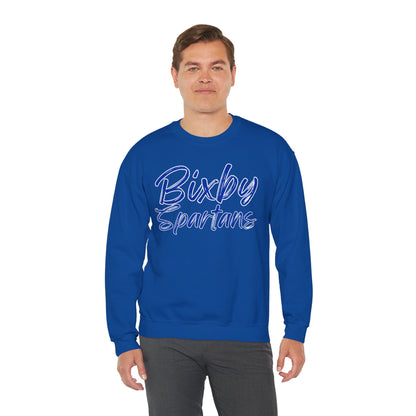 Bixby Spartans Cursive Print Gildan Sweatshirt