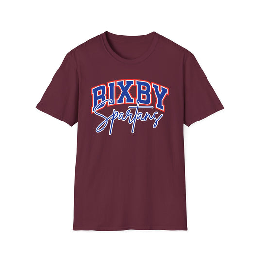 Bixby Spartans Cursive Softstyle Gildan Tee