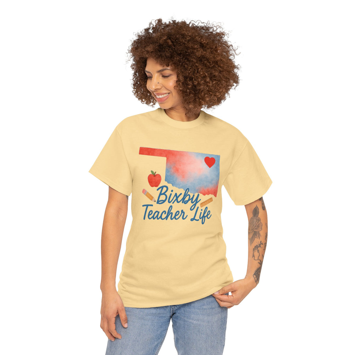 Bixby Spartans Teacher Life Bixby OK Watercolor Tee
