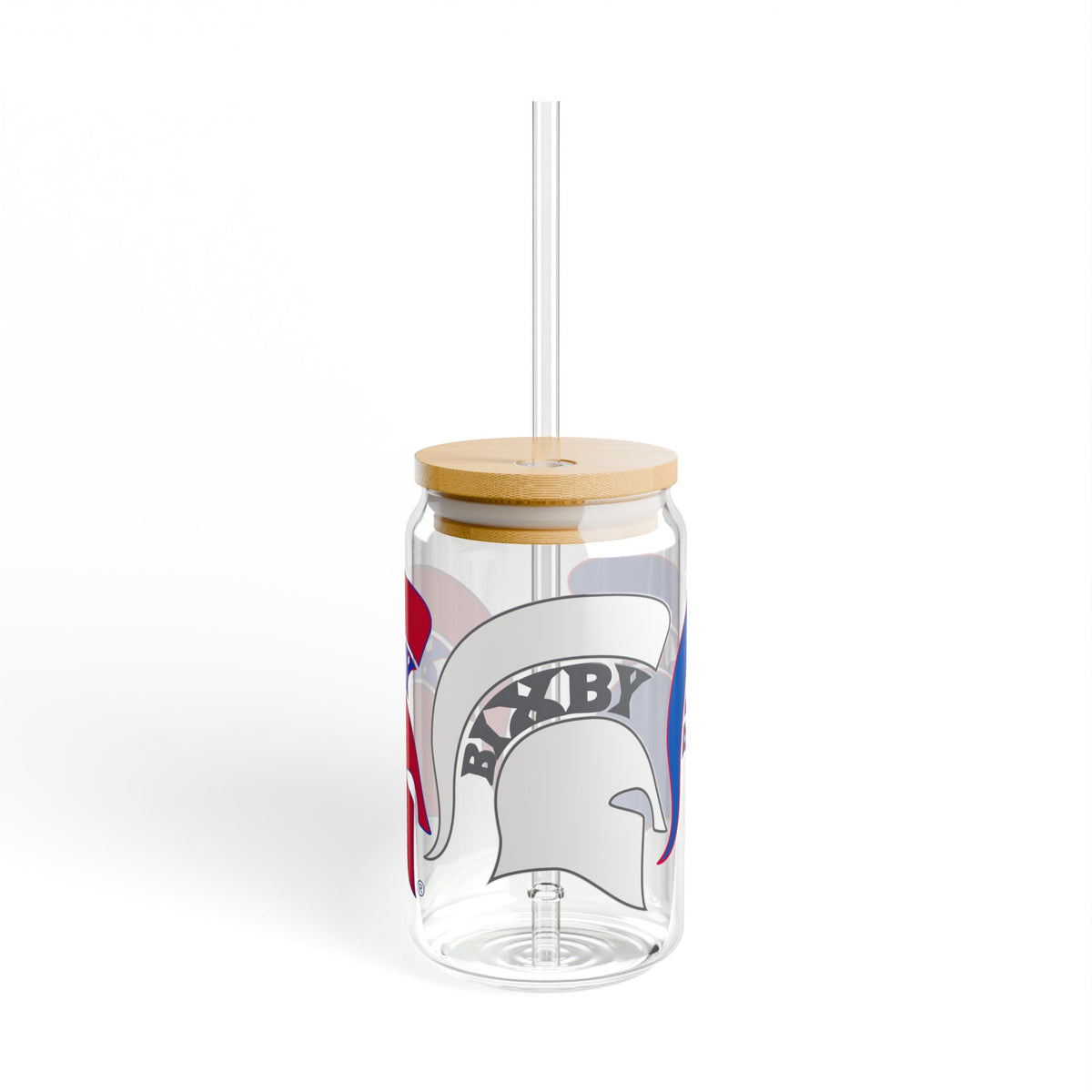 Bixby Spartans Red White And Blue Sipper Glass 16oz Tee