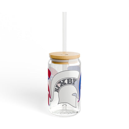 Bixby Spartans Red White And Blue Sipper Glass 16oz Tee