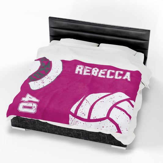 Spartan Volleyball Velveteen Plush Blanket - Customized