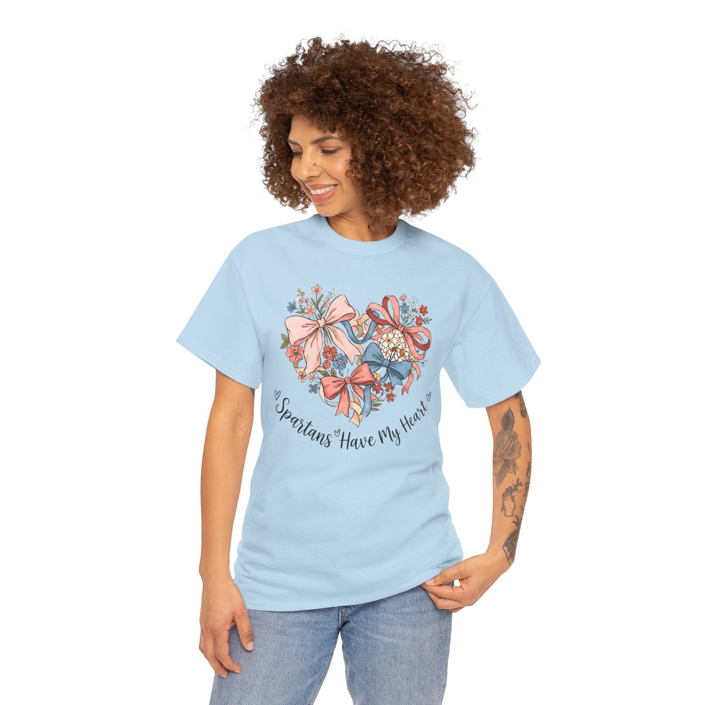 Spartans Have My Heart Floral Gildan Tee