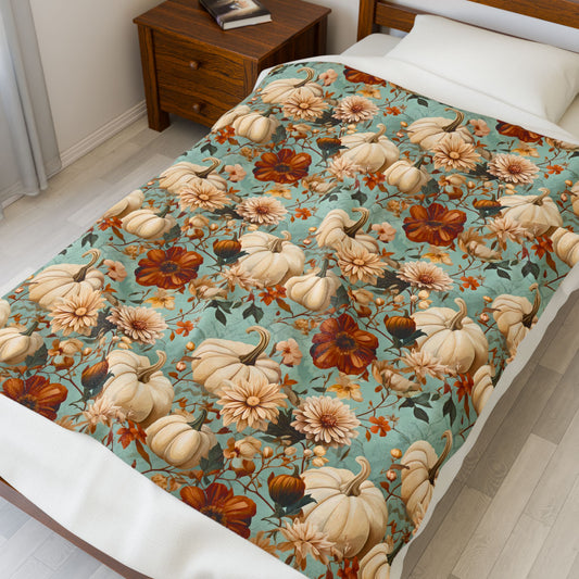 Autumn Floral Velveteen Plush Blanket