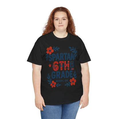 Floral Sixth Grade Spartan Gildan Tee