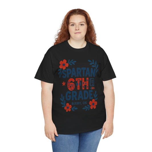 Floral Sixth Grade Spartan Gildan Tee