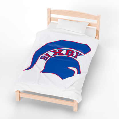Spartan Blue Logo Velveteen Plush Blanket