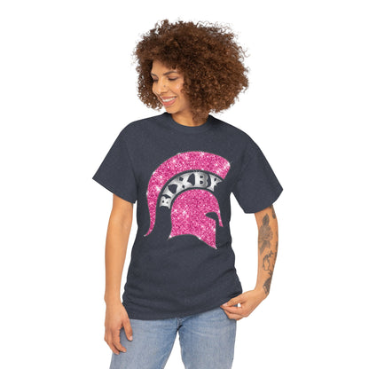 Bixby Spartan Pink Helmet Bling Gildan Tee