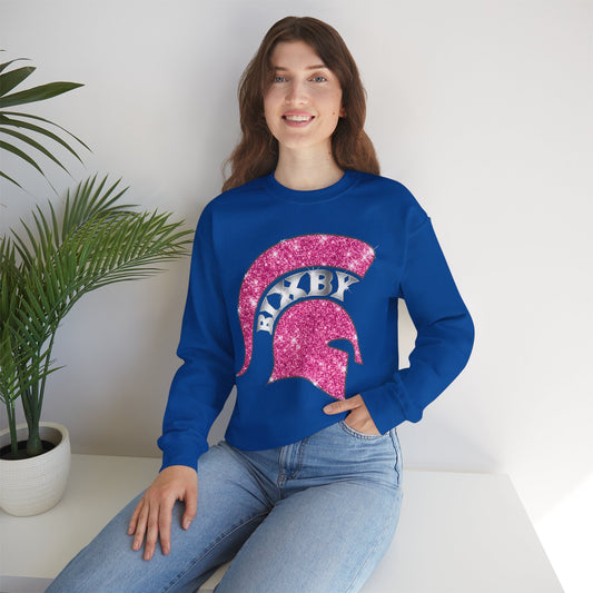 Bixby Spartan Pink Helmet Bling Gildan Sweatshirt