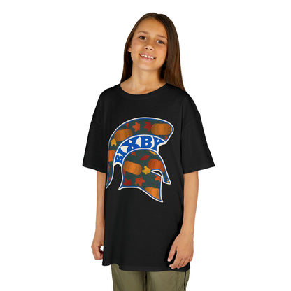 Bixby Spartans Pumpkin Patch Helmet Youth Tee – Kids Fall Game Day Shirt