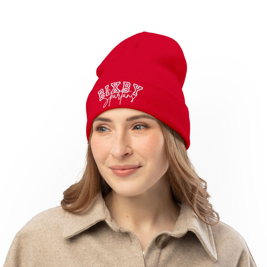 Embroidered Pink Font Bixby Spartans Beanie