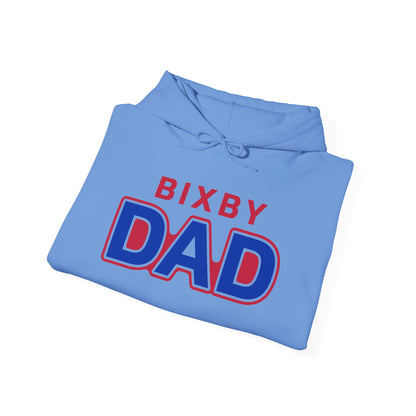 Bixby Dad Hoodie Large Print Retro Red & Blue Dad Pullover