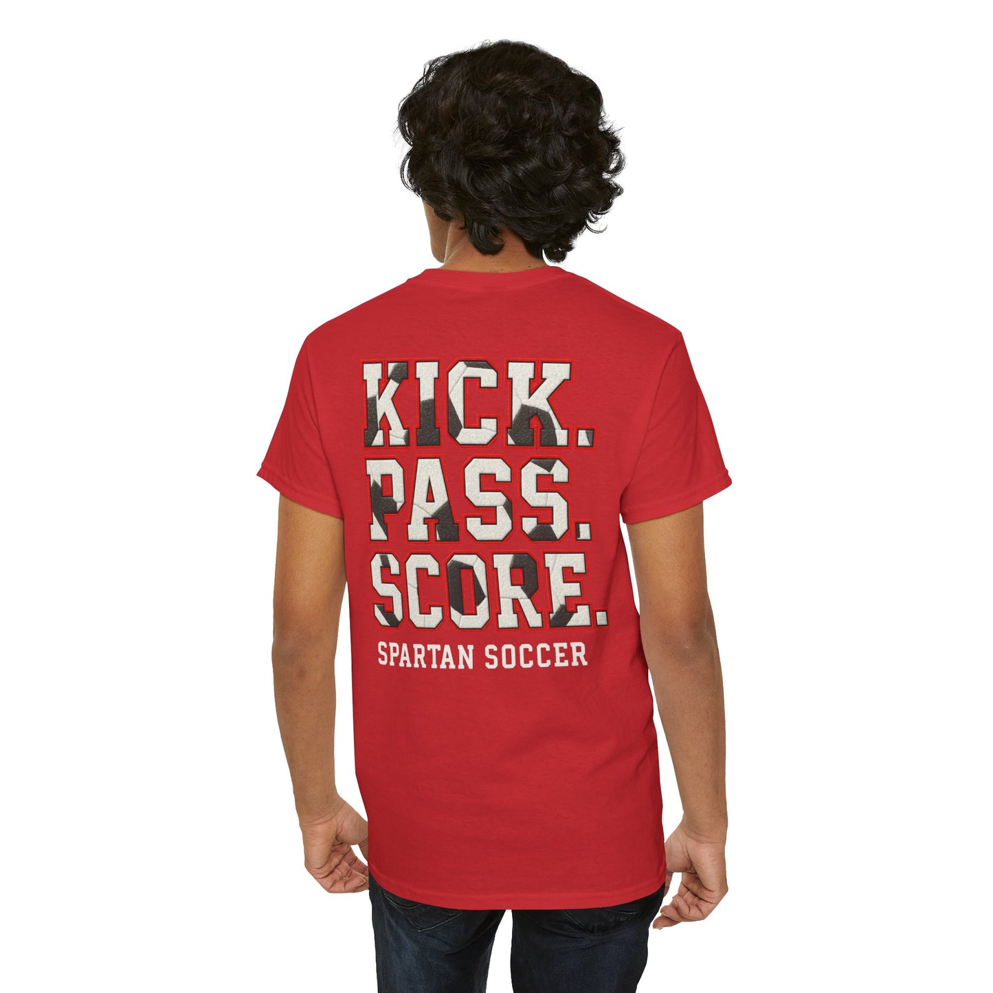 Kick. Pass. Score Spartan Soccer Gildan Tee