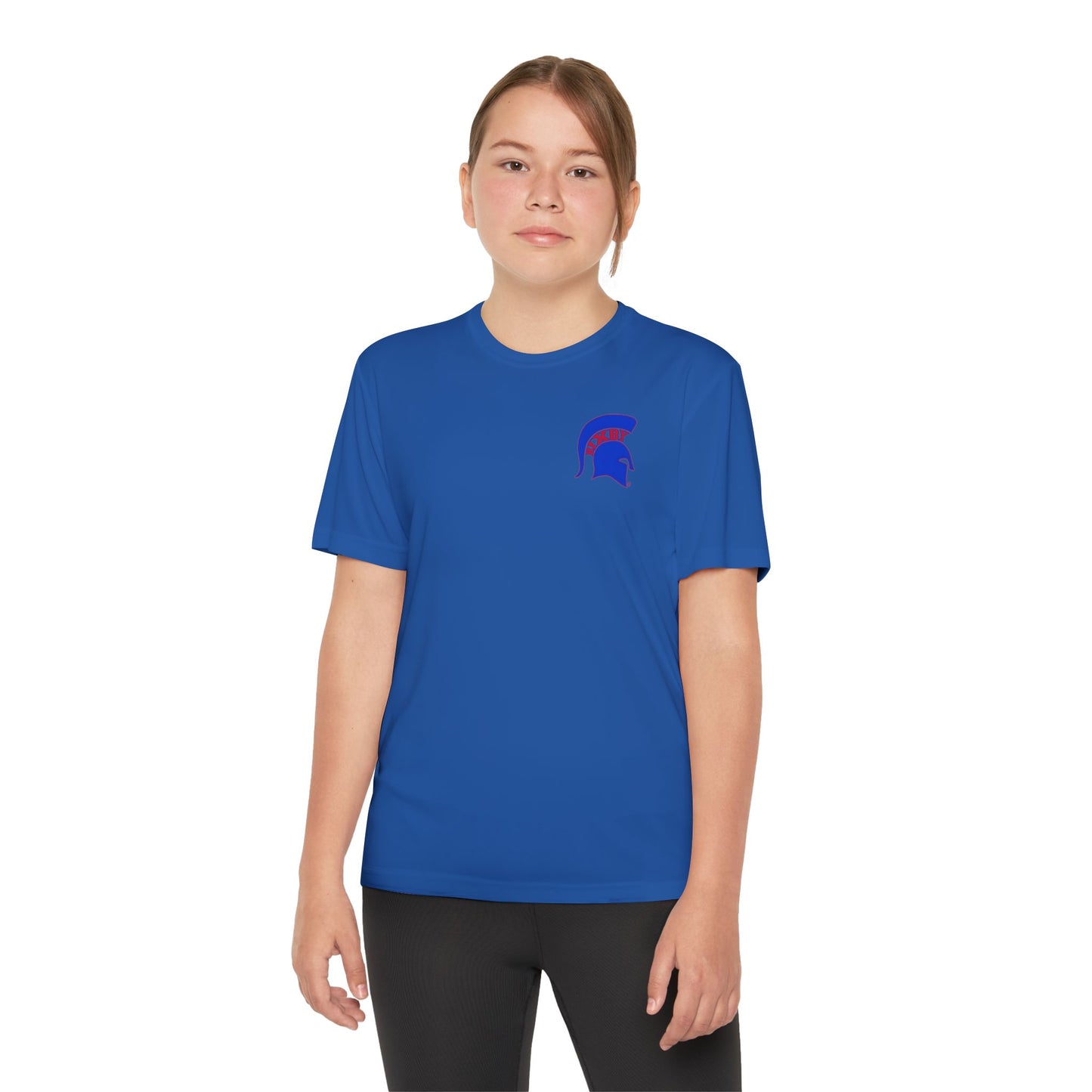 Spartan Blue Logo Youth Sport-Tek Tee