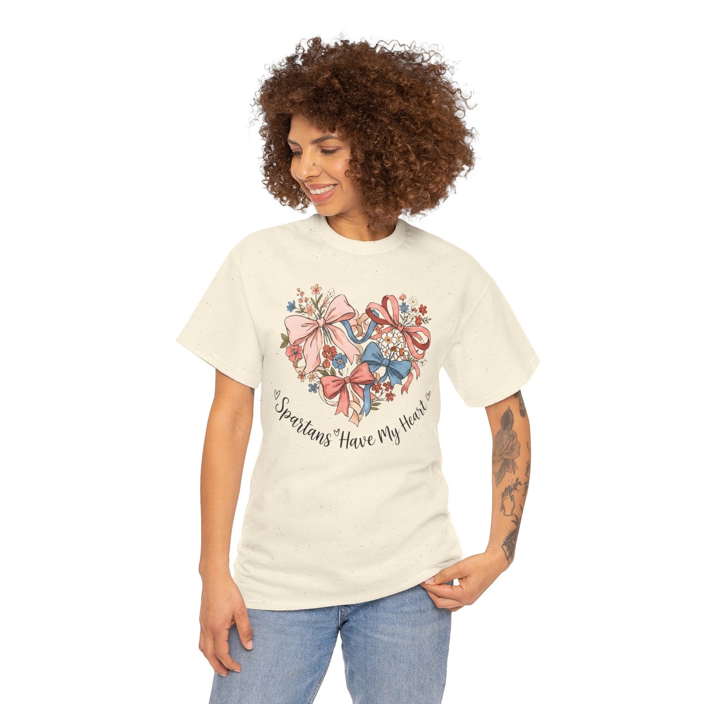 Spartans Have My Heart Floral Gildan Tee