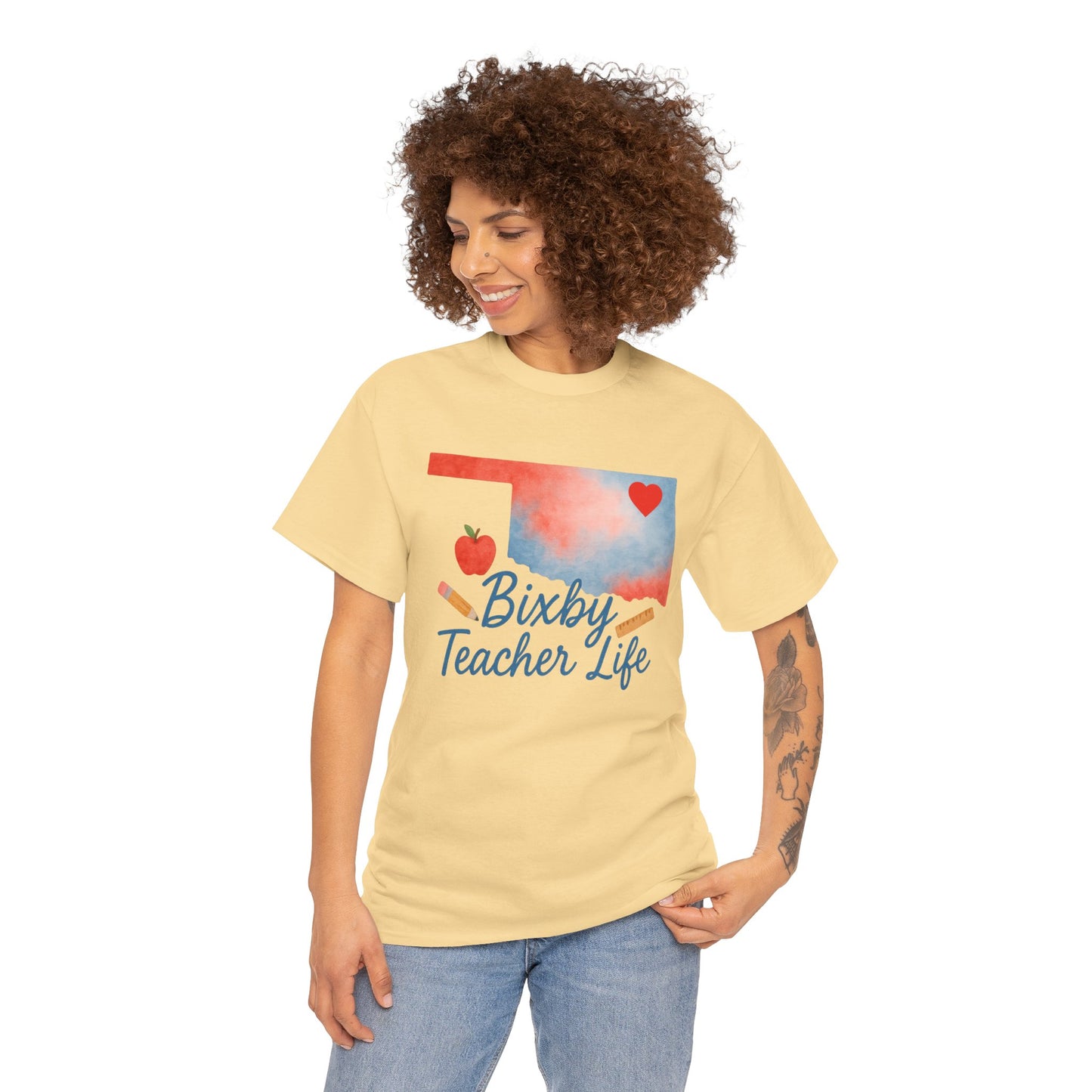 Teacher Life Bixby OK Watercolor Gildan Tee
