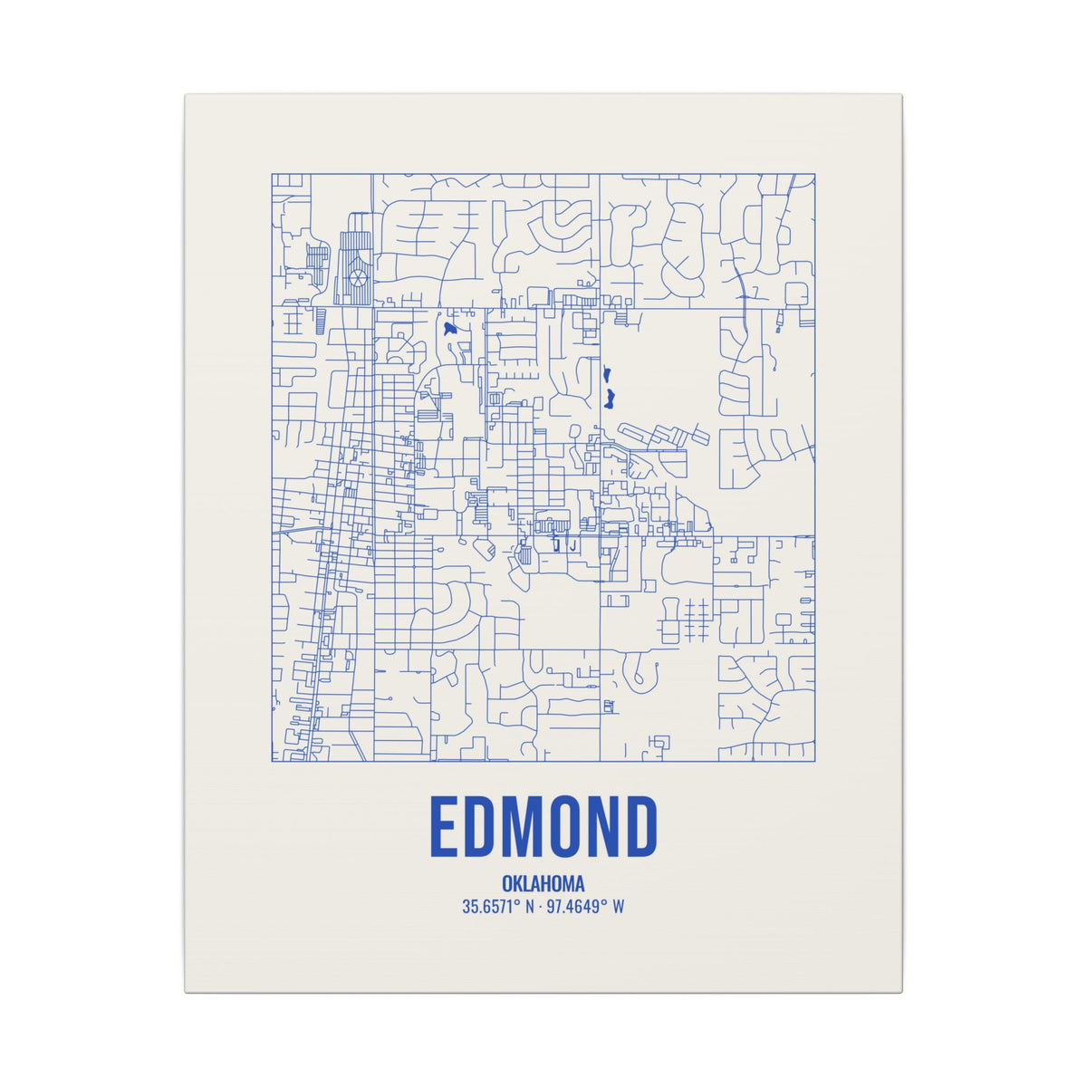 Edmond Street Map Canvas, Royal Blue on Cream