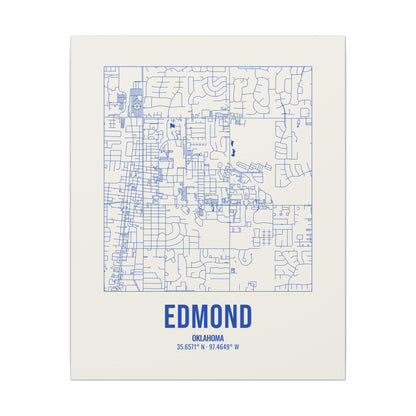 Edmond Street Map Canvas, Royal Blue on Cream