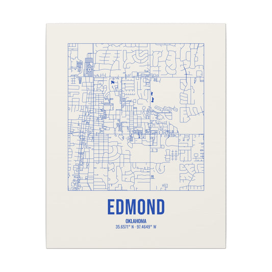 Edmond Street Map Canvas, Royal Blue on Cream