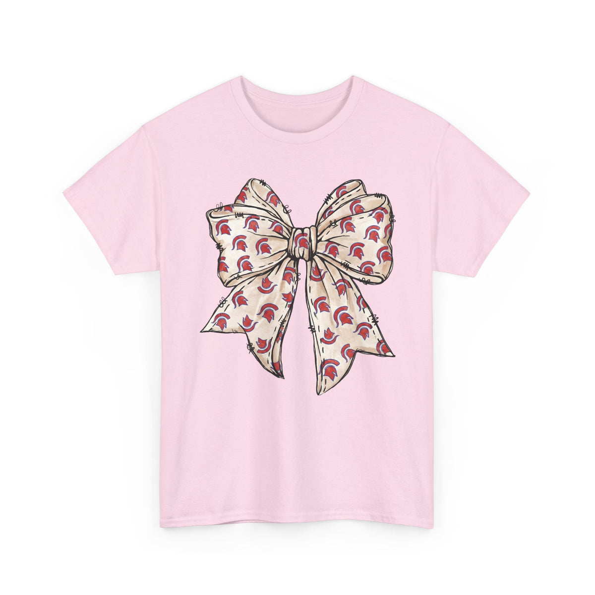 Spartan Helmet Pattered Bow Gildan Tee