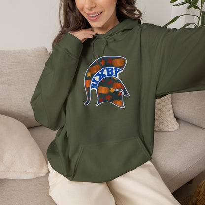 Bixby Spartans Pumpkin Patch Helmet Hoodie – Fall Game Day Hooded Sweatshirt