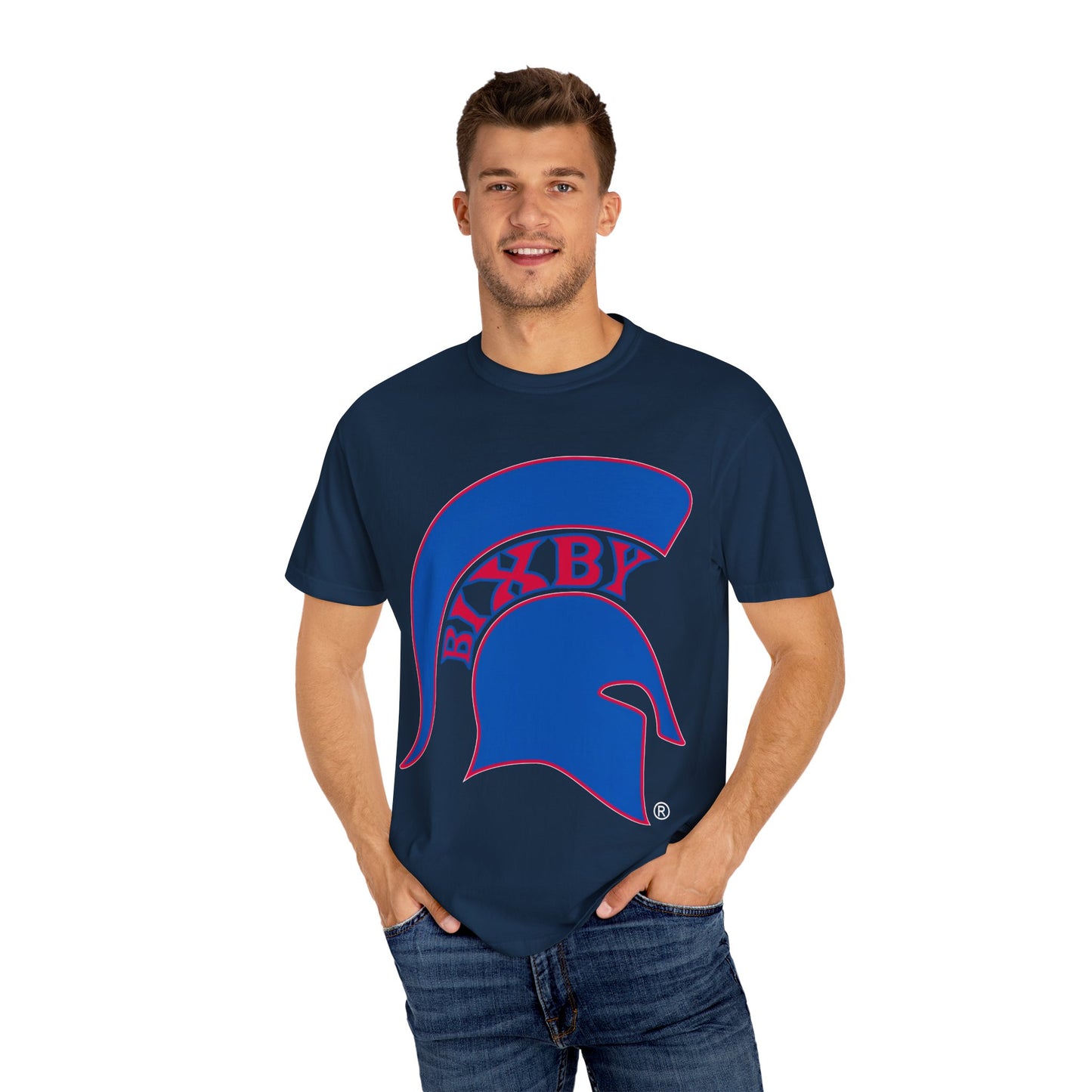 Bixby Spartan Blue Logo Comfort Colors Tee