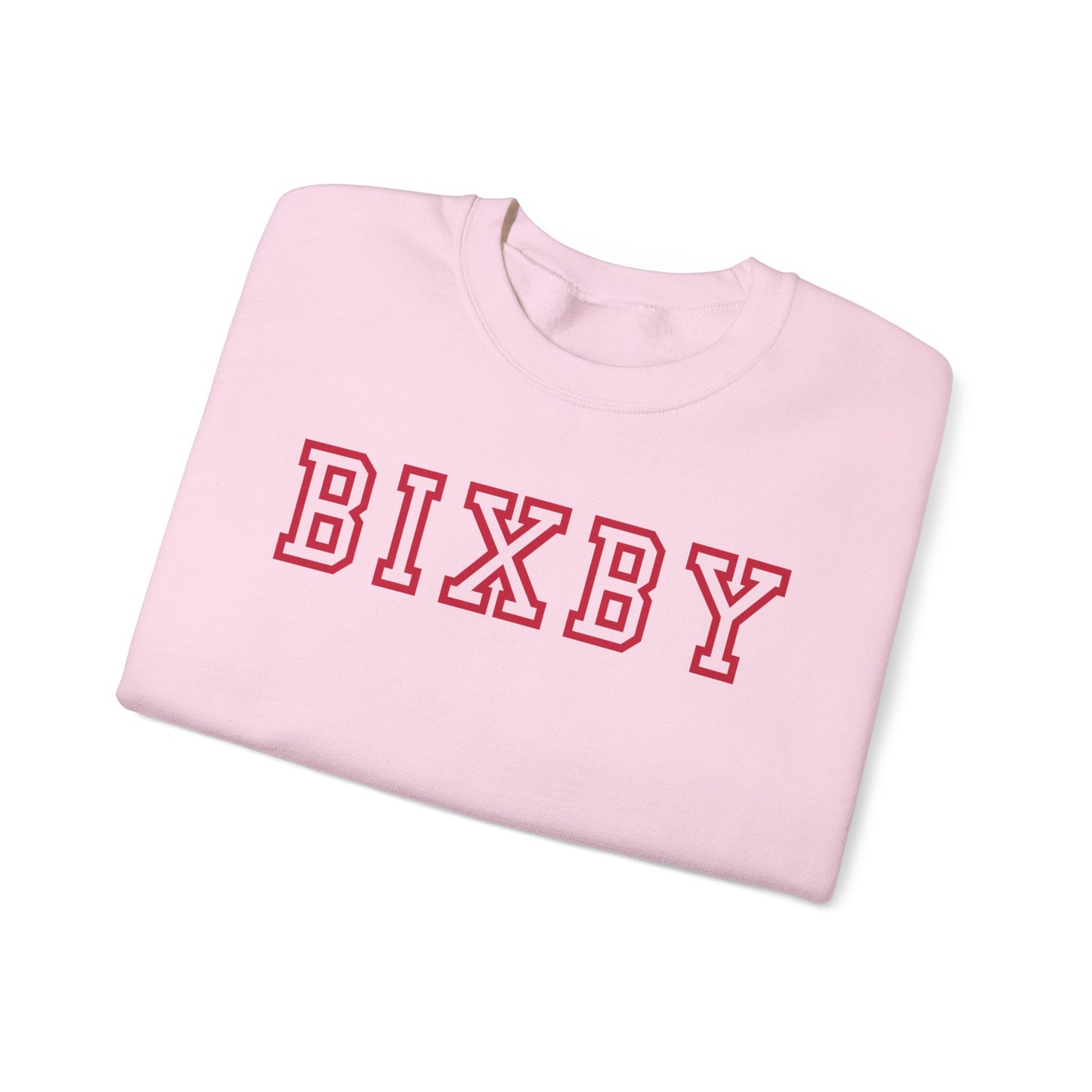 Bixby Block Print Gildan Sweatshirt with Sleeve Logo