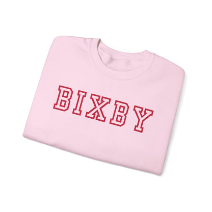 Bixby Block Print Gildan Sweatshirt with Sleeve Logo