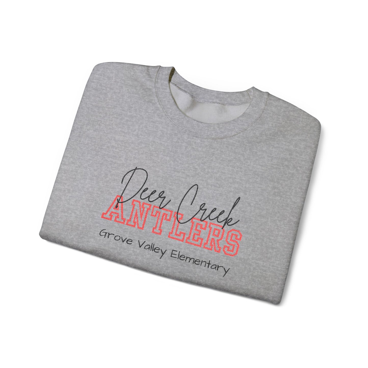 Personalized Embroidered Deer Creek Antlers Crewneck Sweatshirt