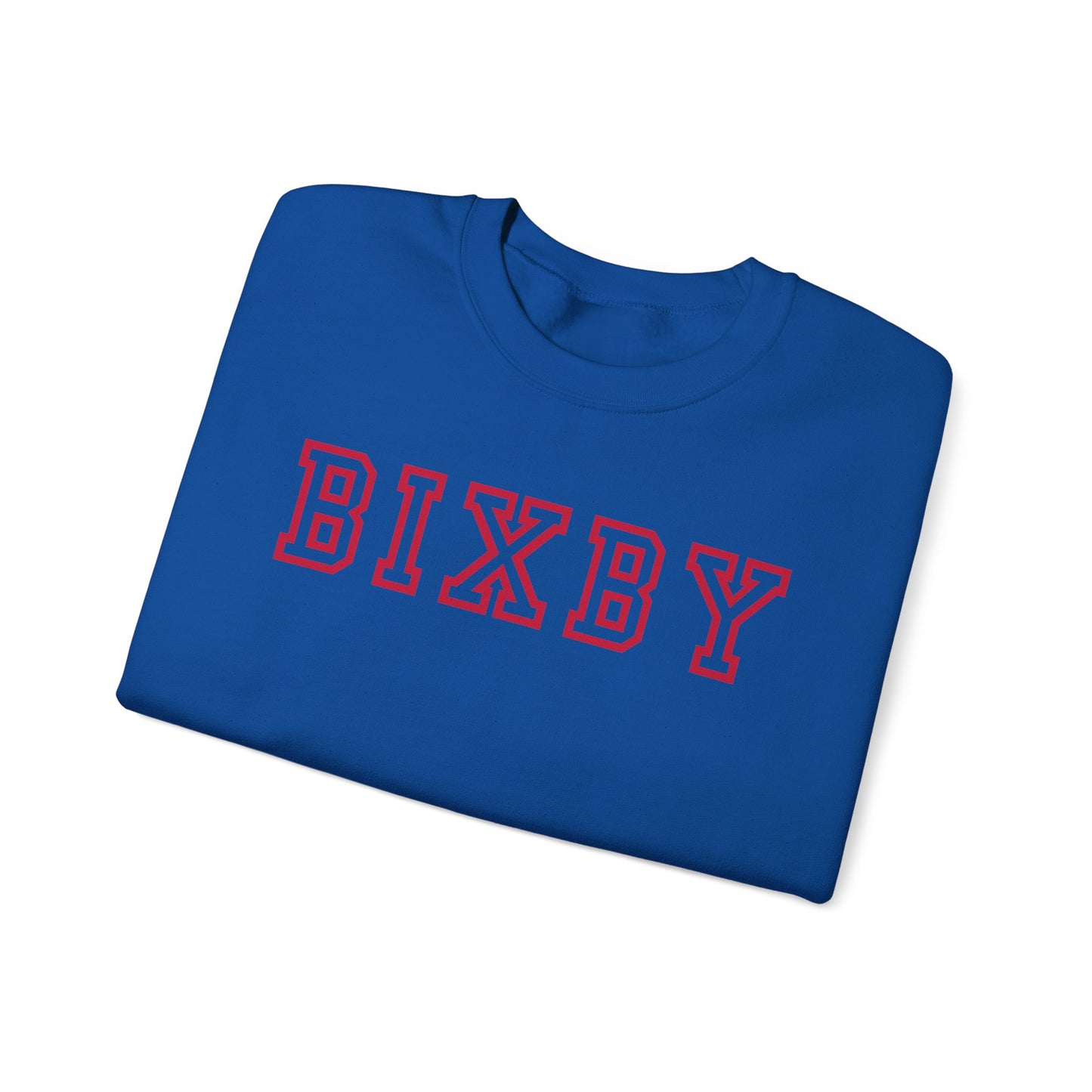 Bixby Block Print Gildan Sweatshirt with Sleeve Logo