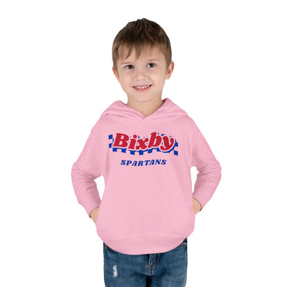 Bixby Spartans Retro Blue Checkered Script Toddler Hoodie – Little Spartan Vintage Hoodie