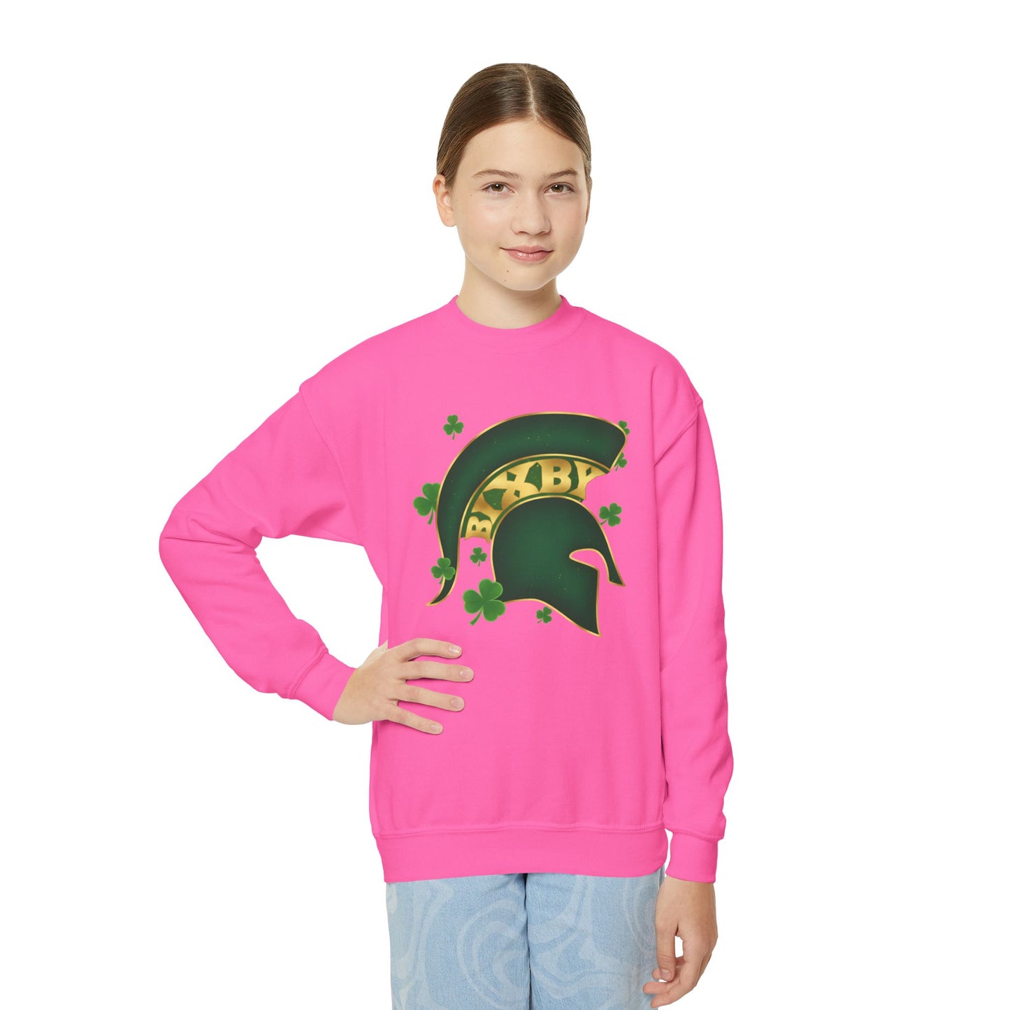 St. Patty's Good Luck Spartan Helmet Youth Sweatshirt