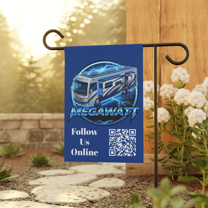 Megawatt RV Garden Flag — 'Follow Us Online' QR Code House Banner