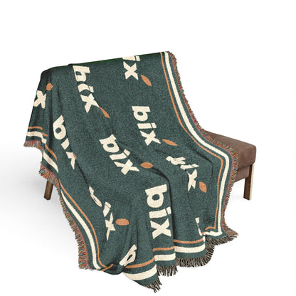 bix Stamp Monogram Woven Throw Blanket