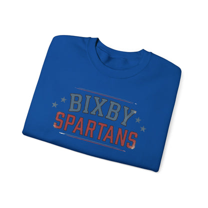 Bixby Spartans Vintage Distressed with Sleeve Print Spirit Sweatshirt
