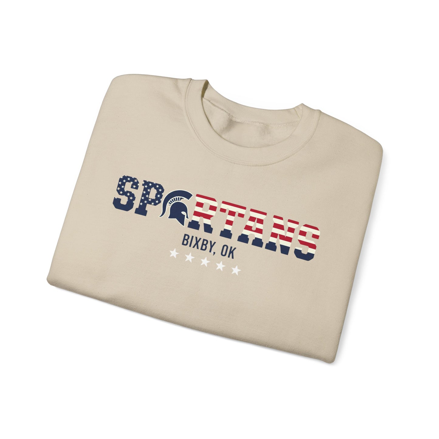 Bixby Spartans Patriotic Military and Veteran Gildan Sweatshirt