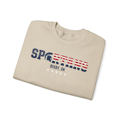 Bixby Spartans Patriotic Military and Veteran Gildan Sweatshirt