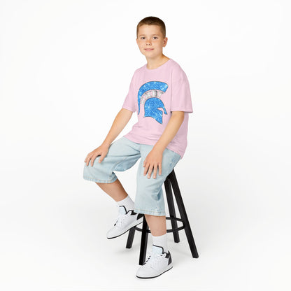 Bixby Spartan Blue Helmet Bling Youth Gildan Tee