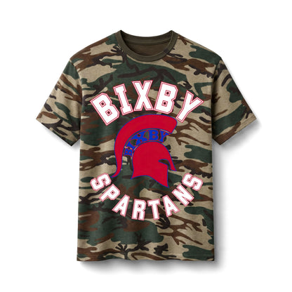 Bixby Spartans Camo - Kids School Spirit Cotton T‑ Tee