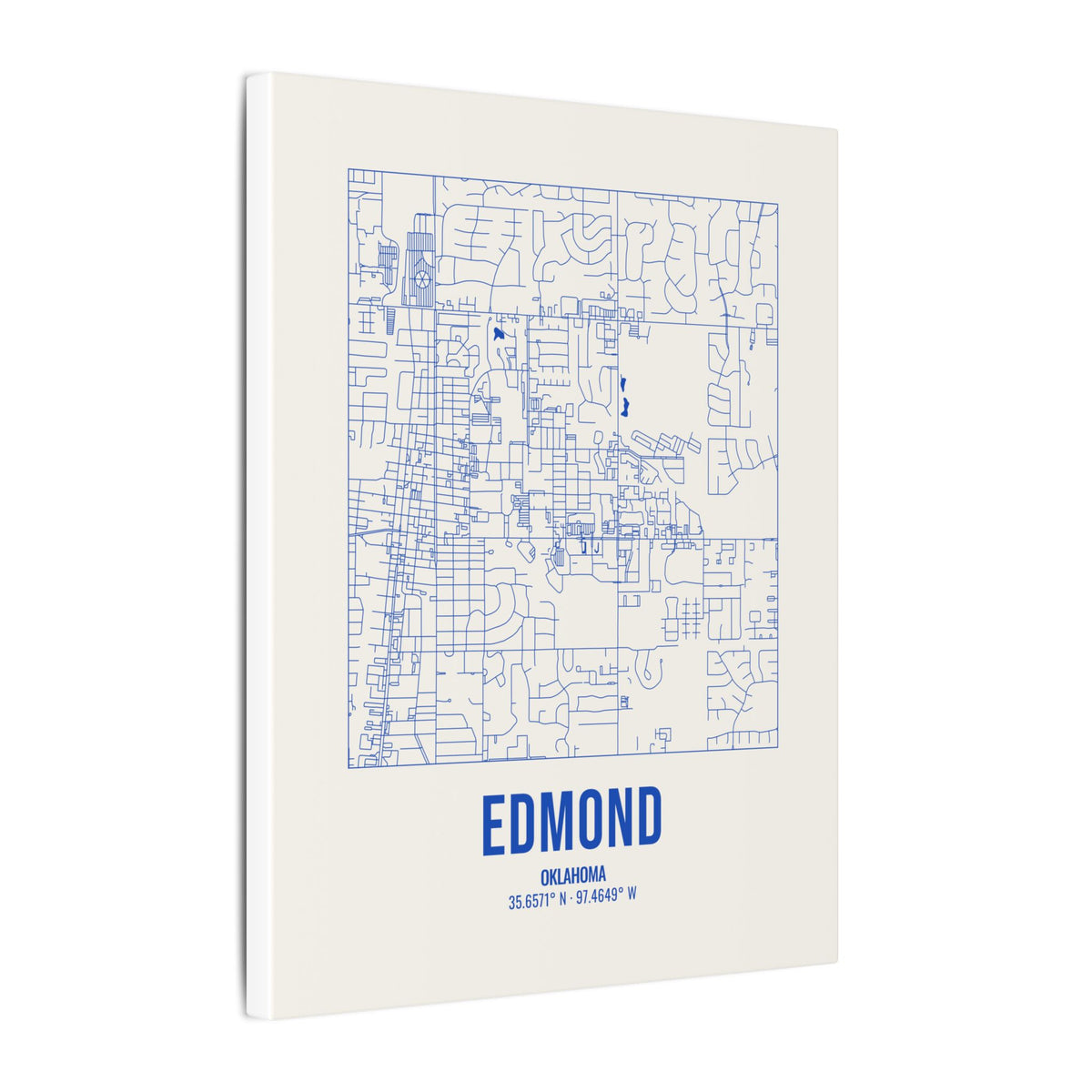 Edmond Street Map Canvas, Royal Blue on Cream