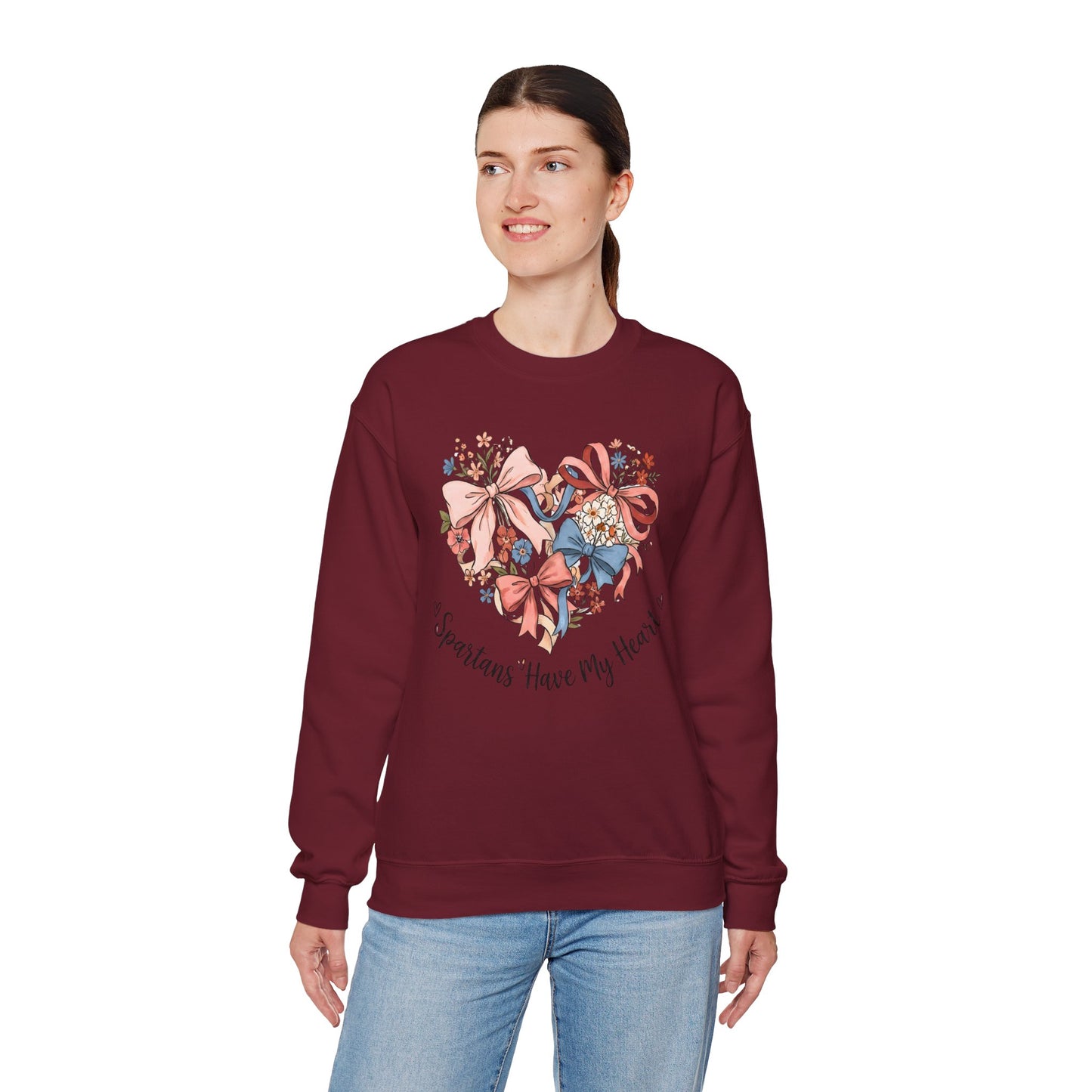 Spartans Have My Heart Floral Gildan Sweatshirt