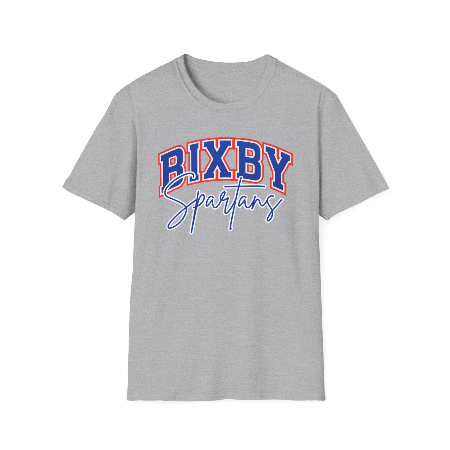 Bixby Spartans Cursive Softstyle Gildan Tee