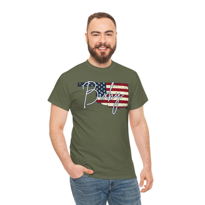 Oklahoma Flag Bixby Script Gildan Tee
