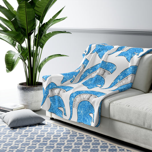 Spartan Blue Bling Logo Sherpa Fleece Blanket