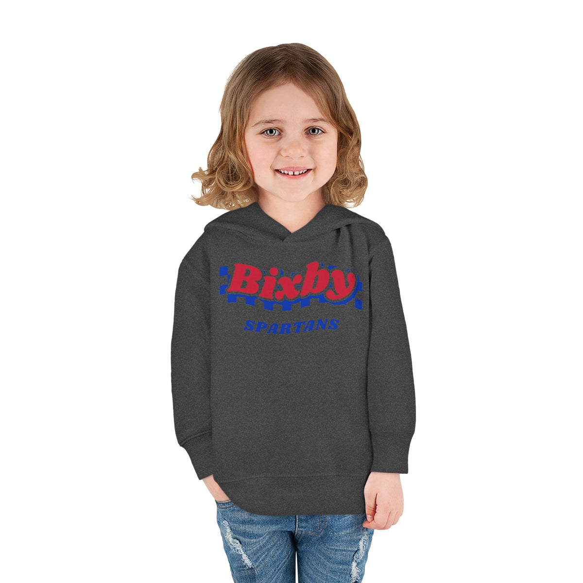 Bixby Spartans Retro Blue Checkered Script Toddler Hoodie – Little Spartan Vintage Hoodie