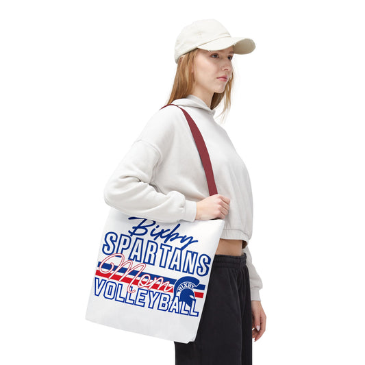 Bixby Spartans Volleyball Mom Polyester Tote Bag
