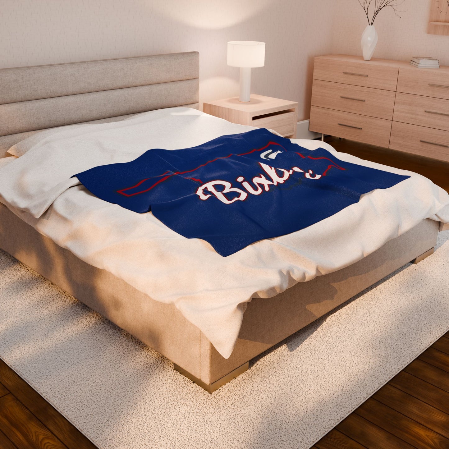 Bixby OK Blue Velveteen Plush Blanket