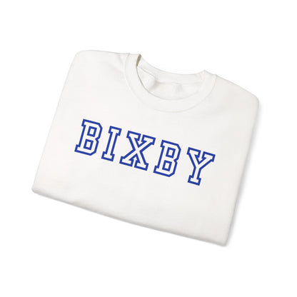 Bixby Spartans Bold Letter With Sleeve Blue Logo Sweatshirt