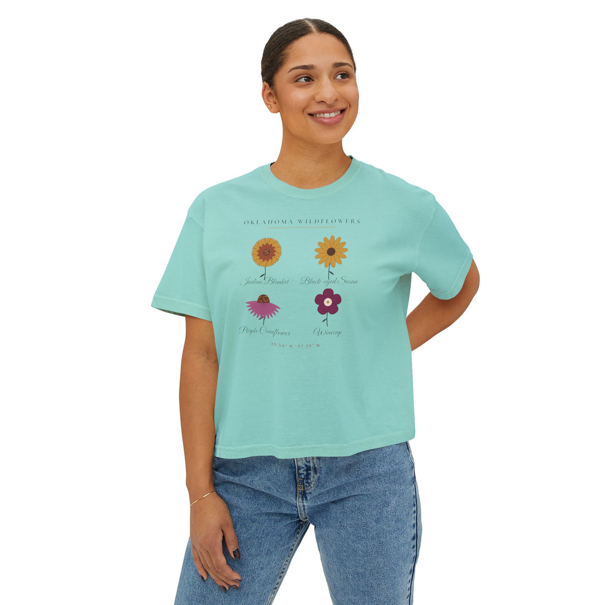Oklahoma Wildflower Field Guide Boxy Comfort Colors Tee